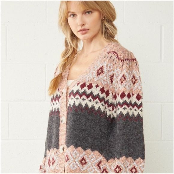 NEW Vintage Patterned Cardigan Antique Moves - Picture 3 of 6